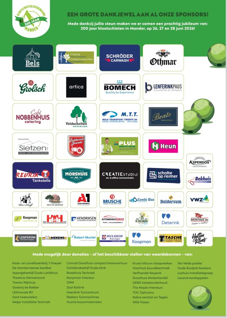 Een grote dankjewel aan onze sponsors!
